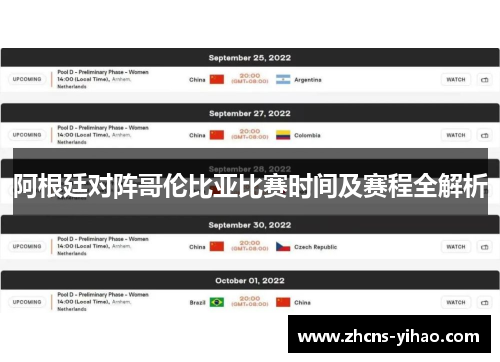 阿根廷对阵哥伦比亚比赛时间及赛程全解析 阿根廷对阵哥伦比亚比赛时间及赛程全解析